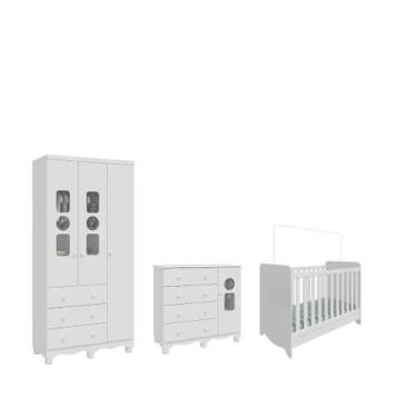 Imagem de Quarto Completo Bebe Moveis Peroba Dorabelly Ben tedy3pt MDF, Branco