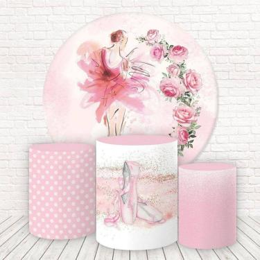 Imagem de Painel Redondo E Capas Tecido Sublimado Bailarina Fkpc-961