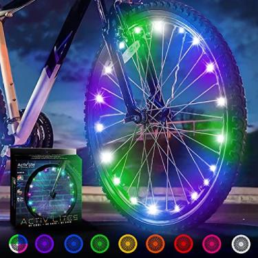 Imagem de Activ Life Luzes LED para roda de bicicleta com baterias incluídas, fique 100% mais brilhante e visível de todos os ângulos para máxima segurança e estilo (1 pacote de pneu, pastel)
