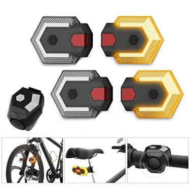 Imagem de GOLDFOX Luzes traseiras de bicicleta dianteiras e traseiras, lanterna traseira recarregável por USB com buzina de bicicleta, luz traseira de bicicleta à prova d'água sem fio para segurança de ciclismo