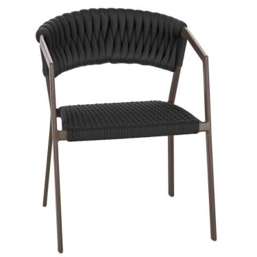 Imagem de Cadeira Atenas Tricô Náutico E Alumínio Varanda Cozinha Marr Preto
