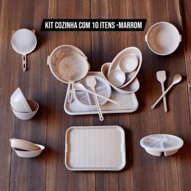 Imagem de Conjunto Utensílios de Cozinha 10 Peças Peneira Bandeja Espátula Marmi