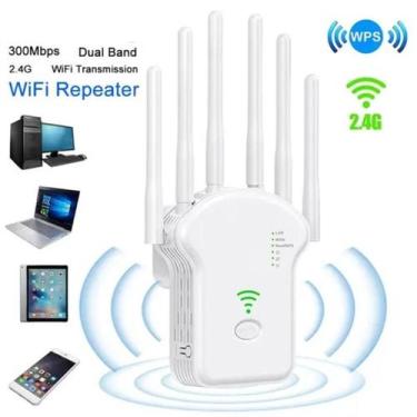 Imagem de Repetidor Wifi 6 Antenas Roteador Amplificador De Sinal Modem 300MBPS 
