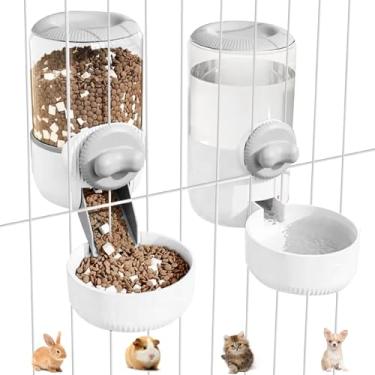 Imagem de Dispensador automático de água para gatos de 0,9 L, alimentador automático de gravidade de 1,3 L, conjunto de dispensador de comida e água para cães e gatos para gatinhos, coelhinhos