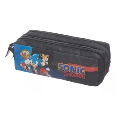 Imagem de Estojo Duplo Escolar Infantil Pacífic 989F17 Sonic - Pacific, Preto