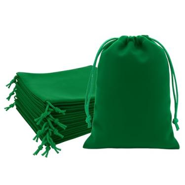Imagem de Mandala Crafts Sacos de cordão de veludo verde esmeralda 20 x 25 - 15 bolsas grandes de veludo com cordão para lembrancinhas de festa e casamento, embrulho de presente, embalagem e sacolas de presente