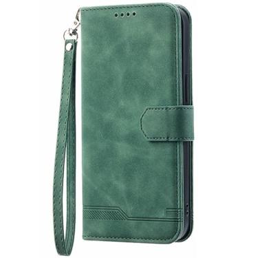 Imagem de LYJSMGZ Capa com compartimentos para cartão para iPhone 16E, pulseira de couro fosco, carteira antiperda, capa de telefone anti-impressão digital, proteção total, verde, 16E