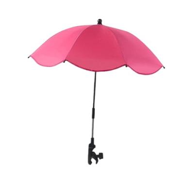 Imagem de Generic Guarda-chuva com clipe para carrinho de bebê, guarda- moderno com ângulo de direção ajustável, cadeira de praia, guarda-chuva para plantas, sombra, Vermelho