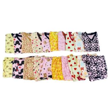 Imagem de Kit 10 Conjuntos Menina Pijama Calça e Blusa Com Manga Longa Com Estam