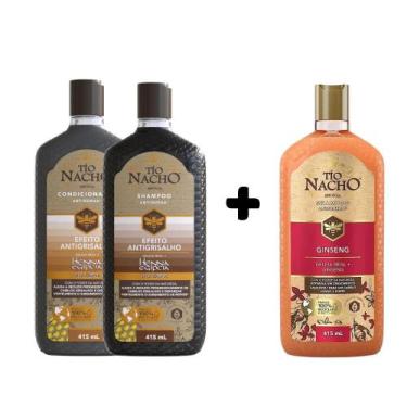 Imagem de Kit Tío Nacho Antigrisalhos Antiqueda Shampoo Ginseng Revitalização E 