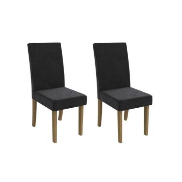 Imagem de Cadeira de Cozinha 2CAD131 Kit 2 Un Canela/Suede Preto - Kappesberg