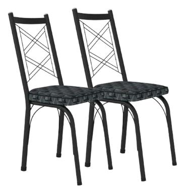 Imagem de Kit 2 Cadeiras Aço Carbono Tubular Metálica Acabamento Fosco D-28 Julia