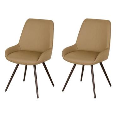 Imagem de Kit 2 Cadeiras Giratórias Aline Rivatti 52 cm (Largura) Estofado em PU