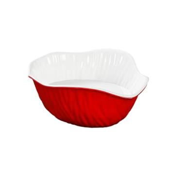 Imagem de Bandeja de gelo seco de porcelana de imitação de sashimi de cor de esmalte irregular comercial estilo nórdico - 41,7 cm [vermelho e branco]