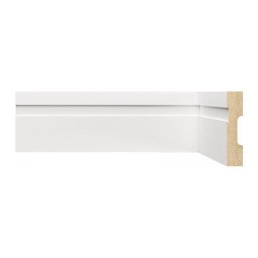 Imagem de Kit Rodapé de MDF 20 Barras Frisadas de 7cm x 2,40m Rende 48 Metros Moldufama Branco