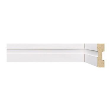 Imagem de Kit Rodapé de MDF 15 Barras Frisadas de 5cm x 2,40m Rende 36 Metros Moldufama Branco