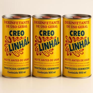 Imagem de Kit 3 Creolina Desinfetante Creo Linhal 900ml, trêsunidades
