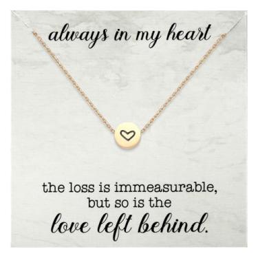 Imagem de Kvekstio Presente de simpatia, colar delicado em memória de coração, presente de aborto espontâneo para mãe do luto, presente de conforto de lembrança para amigos, Medium, Aço inoxidável, Sem Pedra