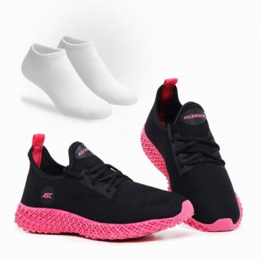Imagem de Combo Tênis Feminino Esportivo Com Meia Perfeito para Caminhar, Treina