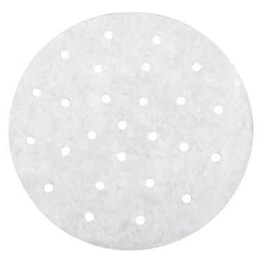 Imagem de Cionyce 200 peças de papel de bolinho de massa de bambu para vaporizador de 18 cm, forros de cesta com furos, papel manteiga para fritar ao ar, assar