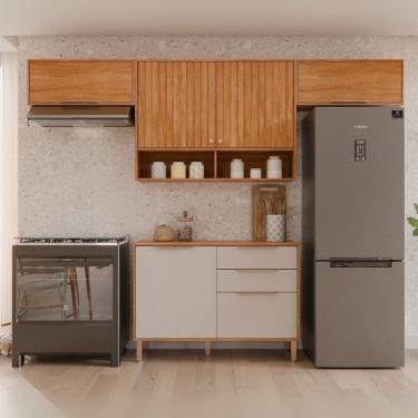 Imagem de Cozinha Compacta 4 Peças 100% Mdf Divina Cinamomo / Off White