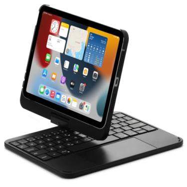 Imagem de kaidisen Teclado rotativo 360 para iPad Mini A17 Pro 2024, iPad Mini 6ª geração com touchpad teclado retroiluminado dobrável de 7 cores, preto