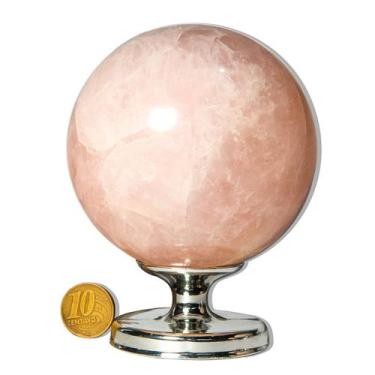Imagem de 01 Esfera Quartzo Rosa Natural 900g a 1Kg 8 a 9cm Classe C - Cristaisd
