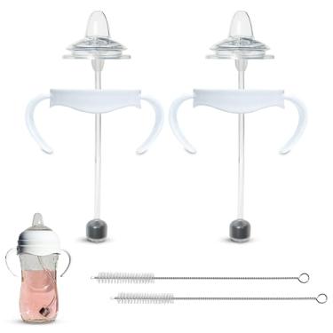 Imagem de BelBeyo Kit de Conversão de Copo com Canudinho para Mamadeira Natural Philips Avent | 2 Contagens | com Bico de Canudinho de Silicone Macio, Bola de Palha com Peso Em Qualquer Ângulo, Alças de Garrafa e Escova de Limpeza de Canudo (Bico de Canudinho)