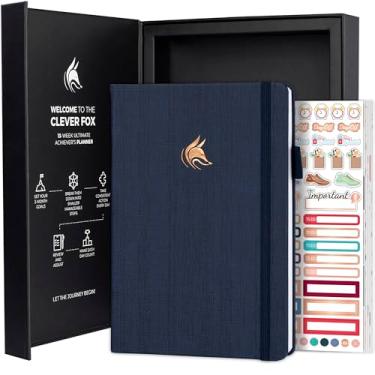 Imagem de Clever Fox Ultimate Achiever's Goal Planner - Diário de 90 dias de foco e produtividade. Organizador diário semanal mensal sem data e caderno de agenda horária - capa dura, tamanho A5, azul marinho