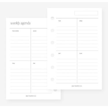 Imagem de Bolso sem data nº 07 semanal com borda vertical alinhada semana em duas páginas para bolso Filofax, refil de agenda LV PM 6 furos 8 x 12 cm