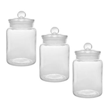 Imagem de Kit 3 Potes Porta Mantimento Vidro Arena 1,6L com Tampa - Lyor