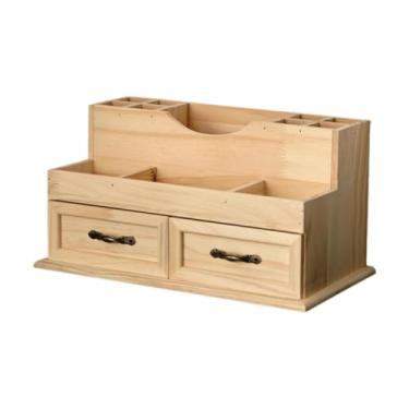 Imagem de KiBcsLic Organizador de Maquiagem de Madeira para Penteadeira com Gavetas, Organizador de Mesa com Vários Compartimentos, Caixa de Maquiagem para Banheiro E Qu