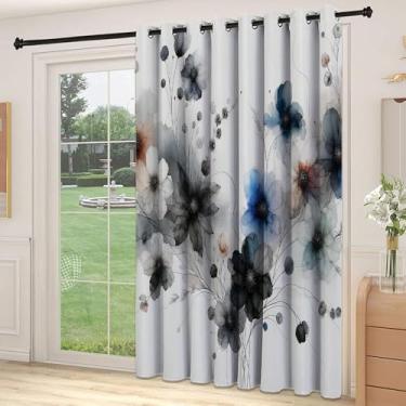 Imagem de Divisória de parede de cortina de divisória floral, ilustração simples em aquarela com ramos de flores, essência da natureza, cortinas largas isoladas/cortinas de quarto (painel único), L 236 x C 236