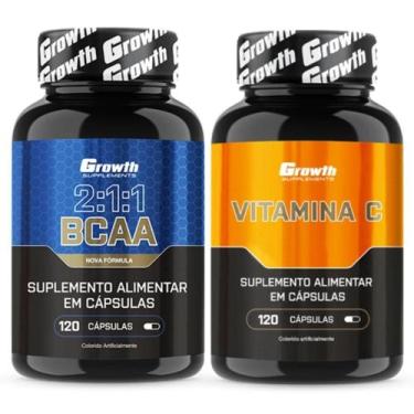 Imagem de Bcaa 2:1:1 120 Caps + Vitamina C 120 Caps Growth Supplements