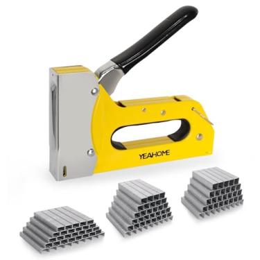 Imagem de YEAHOME Kit de pistola de grampo resistente T50, pistola de grampo de estofamento com grampos 6000 T50 de 1/4, 3/8, 1/2 polegada, grampeador manual para madeira, artesanato, parede, bricolage e uso