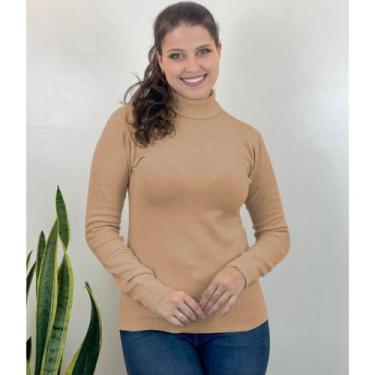Imagem de Blusa De Frio Cacharrel Feminina Gola Alta Tricot - oem, Nude