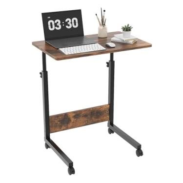 Imagem de FCH Estação de trabalho portátil, mesa de trabalho em pé, altura ajustável, mesa de computador pequena com enrolamento, suporte sentado, mesa de laptop, bandeja de TV para cama, sofá, leitura