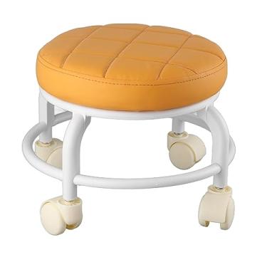 Imagem de aqxreight Rolando As Rodas de Alta Densidade Otomana de Alta Densidade Double Camadas de Apoio para Os Pés para a Cor do café do Escritório da Família Com Suporte de esponja. Rolando Otomanfootrest Stoolscoot Stooll Rolling (Laranja)