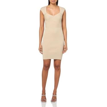 Imagem de BOSS Vestido feminino canelado macio coração, Areia macia, PP