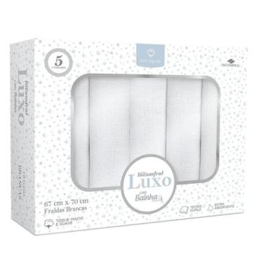 Imagem de FRALDA DE PANO Incomfral LUXO BRANCA COM BAINHA - CAIXA C/5