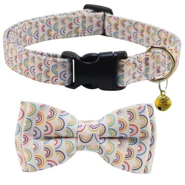 Imagem de Yizepet Coleira para cães com gravata borboleta - Coleira ajustável para cães com fivela de plástico, padrão elegante para meninos e meninas pequenos, médios ou grandes, cães e gatos