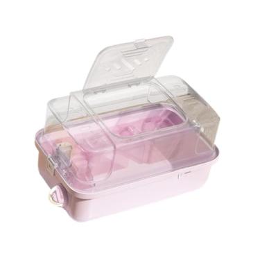 Imagem de IEUDNS Gaiola para hamster de saída, recipiente para habitat, estojo portátil para transporte de hamster, gaiola para pequenos animais, gerbilos, pequenos, Rosa