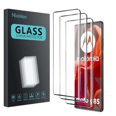 Imagem de Nixinioo Pacote com 3 protetores de tela de vidro temperado para Motorola Moto G85/Moto Edge 50 Fusion, antiimpressões digitais, dureza 9H, resistente a arranhões, filme de vidro temperado curvo 3D