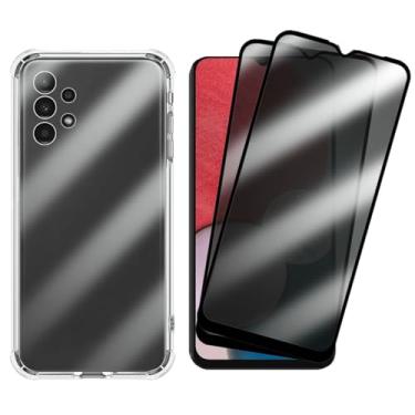 Imagem de Kit 2 Películas Anti-Espião Privacidade + Capa Antichoque Transparente com Bordas Reforçadas para Samsung Galaxy A13 4G, Proteção Total