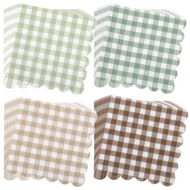 Imagem de Dinifee 240 guardanapos de coquetel recortados a granel 12 x 12 cm, guardanapos de papel xadrez xadrez descartáveis de cor gradiente decorativo para casamento, aniversário, casamento, casamento
