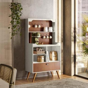 Imagem de Balcão Cantinho do Café 150x80cm Rubi Lukaliam Off White Perolizado/Ta