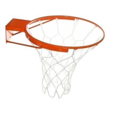 Imagem de Aro de Basquete Cesta Tamanho Oficial Basquete Aço Carbono 45cm com Rede Chuá e Presilhas