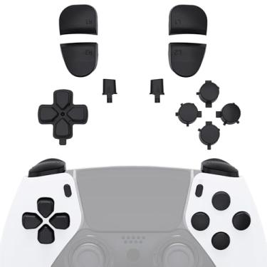 Imagem de eXtremeRate Conjunto Completo De Botões Substituição Compatível Com Controle Ps5 Edge, Direcionais Pretos, Opções Compartilhamento, Frontais, R1, L1, R2, L2, Gatilhos, - Sem