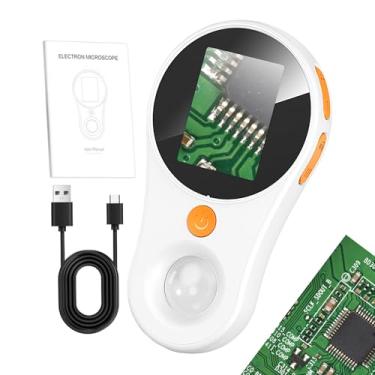 Imagem de Rrlihjgu Microscópio digital portátil, lupa de observação de plantas – Lupa portátil com luz, tela colorida IPS de 5,8 cm, de 200 W, ampliação de 500 x