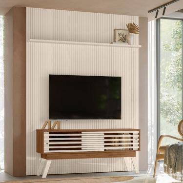 Imagem de Rack com Painel Frisado para TV até 65 Polegadas 2 Portas de Correr com Pés New Premium Madetec